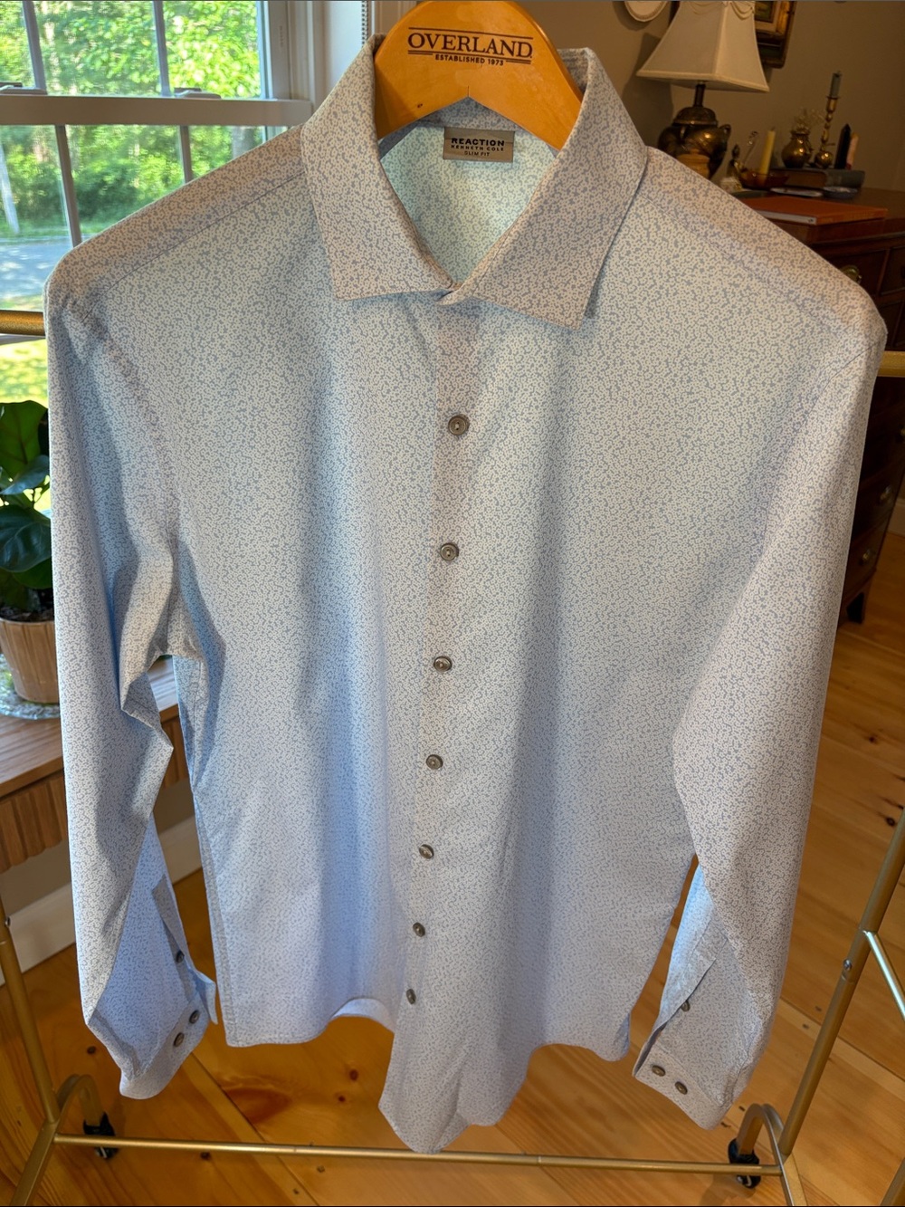 Kenneth Cole Reaction Light Blue Micro-Pattern Dress Shirt